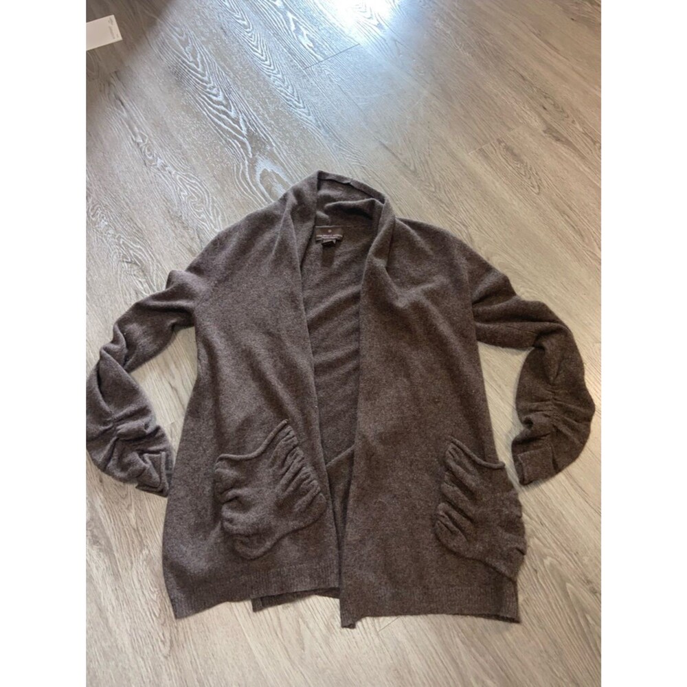 100% Cashmere Cozy Brown Open Front Cardigan S